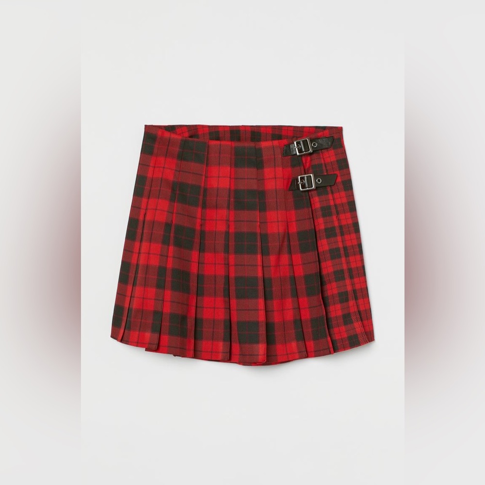 Black and Red Checkered Crossover Skirt | H&M